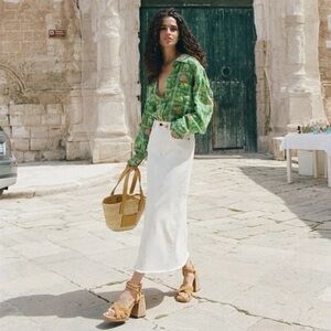 Spell Cream Denim Skirt